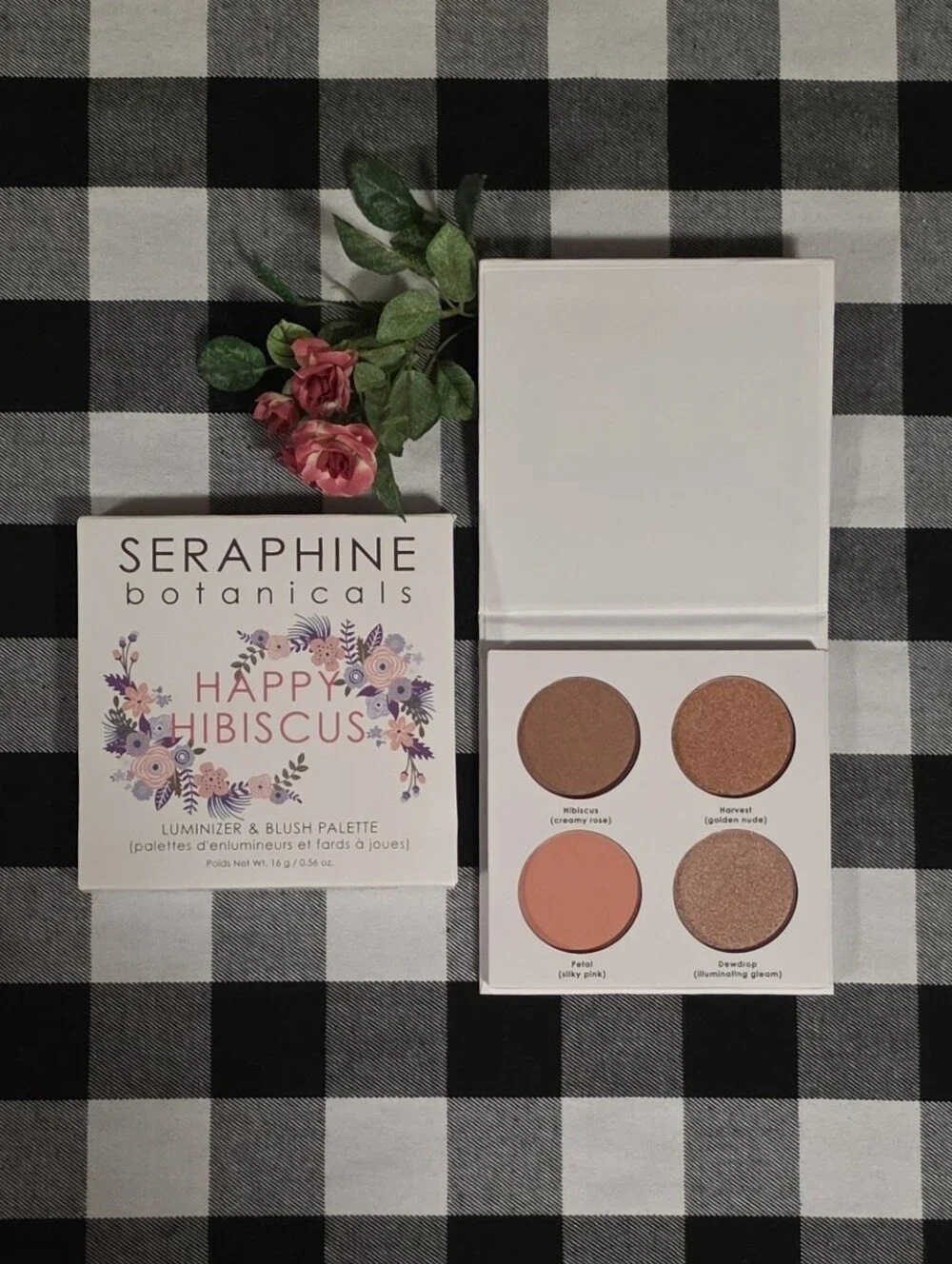 Seraphine Botanicals Happy Hibiscus Blush & Luminizer Palette — Peachy Pink
